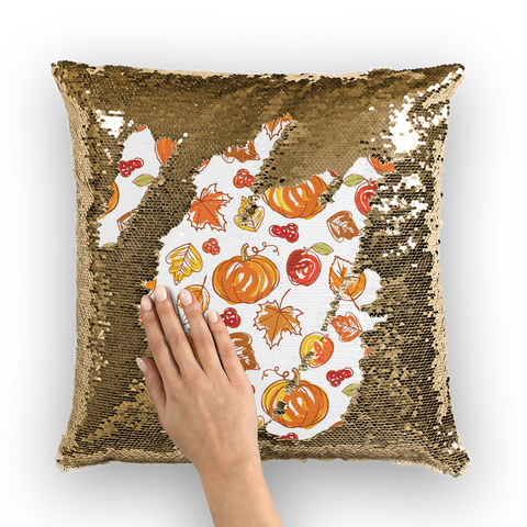 Autumn Pumpkins Sequin Cushion Cover