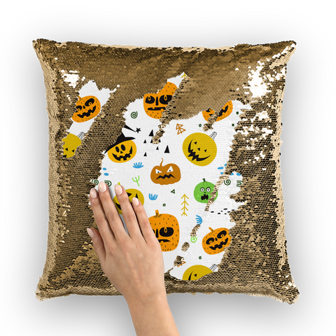 Jack O Laterns Sequin Cushion Cover