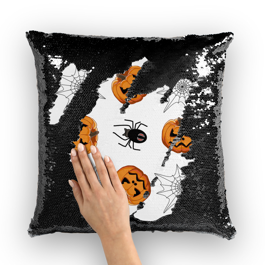 Pumpkin Widow Sequin Cushion Cover